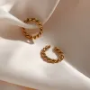 Brincos novos minimalistas de corda elegante e elegante Chain Twisted Maninho de ouvido pequeno aço inoxidável Prazado sem perfuração em brincos para mulheres