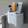 Köpfe Ecoco Magnetic Saugnapfbecher Zahnpasta Zahnbürstenhalter Wallmounted Doppelbecher ohne perforiertes Badezimmerzubehör