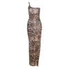 Casual Dresses Slim Fit Tiger Dress With Neck Sleeveless Split