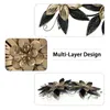 Black Gold Metal Flowers Flowers Mur Sculpture 3D Multilleuse Art floral moderne Décor suspendu en détresse rustique pour intérieur extérieur 240411