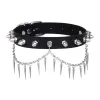 Necklaces Punk Spiked Choker Necklace For Women Men Black Leather Collar Chain Studded Chocker Goth Jewelry Halloween Accessories