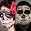 Tattoos Halloween Facial Makeup Sticker Special Face Tattoo Day Of The Dead Skull Face Dress Up Halloween Temporary Tattoo Stickers