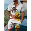 Hawaii Tracksuit 3D PRACK PLACE Polo Shirts Shorts 2 pièces Pantalons de chemise à manches courtes surdimensionnées surdimension