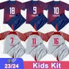 2023 24 Poulsen Olmo Kids Kit Soccer Jerseys Forsberg Haidara Laimer Szoboszlai Nkunku Halstenberg Home Away Football Shirts