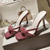Slippers Summer Square Toe Thin High Heel Crystal Femmes Luxury Luxury Decon Sandales Sandales Sexy Sexy Party Dress 2024
