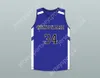 Özel herhangi bir isim numarası Erkek Gençlik/Kids Shareef O'Neal 34 Windward School Wildcats Mavi Basketbol Forması 2Team Dikişli S-6XL