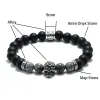 Strands Bracelete vintage do crânio para homens 8mm de onyx preto de pedra de pedra de miçanga de pirata gótico de pirata de aniversário presente para namorado pulseras