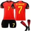 Uppsättningar/spårdräkter män 2223 Belgien 7 Debroune Star 9 Lukaku Shirt 2022 World Cup