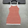 Fashion Summer Women Dress Striped Letter Dress Sling Vest Dresses Luxury Designer Sexy Slim Daily Casual Tank Knitted Kktfx