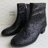 Boots Fengkeen Handmade Men de femmes Chunky grande grande taille Shinny Bling Black Glitter Talons basses LOBSE CONDUS