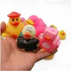 Bath Toys Wholesale Children Bathing Toy Floating Rubber Ducks Squeeze Sound Cute Lovely Duck For Baby Shower 20/50/ Random Styles L Dhxq2