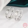 Kolczyki Pure 925 Sterling Silver Srebrne damskie biżuterię mody rzymskie cyfry obręcze XY0121