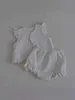 Giyim Setleri 2024 Yaz Yeni Bebek Kolsuz Kıyafetler Bebek Erkek Kız Katı Yelek Üstleri + Şort 2 PCS Takım Toddler Pamuk Hırka Kıyafetler H240423