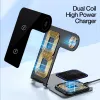Зарядные устройства 3 в 1 Беспроводная зарядная станция Портативный алюминиевый сплав держатель телефона 15 Вт подставка для iPhone 15 Samsung Xiaomi Huawei