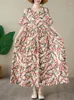Robes de fête 2024 imprimé prairie florale chic vintage robe d'été lâche mode femme coton style voyage plage oversize décontractée