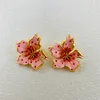 NEW Rose Vintage flower brushed enamel enamel pink petal earrings Personalized Design Fashion x32222