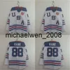 Kob Weng Mens #88 Patrick Kane 2010 Team USA 100% 스티치 자수 S 하키 유니폼 빈티지