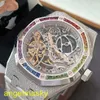 AP Wrist Watch Royal Oak Series 15466BC Hollow White Gold Frost Gold Original Inslumed Rainbow Diamond Unisexe Business Casual Business Sports Mécanique