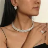 Halsband koreanska heta säljande modesmycken, koppar inlagd zirkon, lyxig blank halsband sexig damparty halsband enkel zirkonkristall