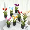 Dekorative Blumen künstliche Tulpen Bonais gefälschte drei Blumenköpfe Topf Hochzeit Party Dekoration Büro Desktop Wohnzimmer Ornament