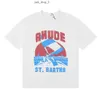 Ins Hot 23SS Spring Summer Rhude T Shirt Tamisa Americana de lujo de lujo Diseñador de diseñadores de diseñadores Mujeres Menores Camiseta informal