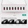 Hubs 40w 8ports USB -зарядное устройство адаптер -зарядное зарядное зарядное зарядное зарядное зарядное устройство для iPhone 6 7 8 Samsung Xiaomi Huawei US EU UK AU Plug Plug