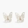 أقراط Stonefans Hollow Butterfly Rhinestone Clip على أقراط لا توجد موضة خارقة للنساء الزركون مقطع أقراط حفلة موسيقية للحفلات.