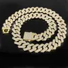 HIPHOP Spring Buckle 20mm drie rij diamant punk ketting 3a strass hiphop sieraden prisma Cubaanse ketting