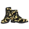 BOOTS NOISYDESIGNS Sapatos femininos tornozelo 2024 Autumn British PU couro de couro dourado de ouro Floral Ladies Short Motorcycle Short