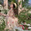 Sukienki imprezowe Elegentka elegancka kobieta 2024 jardów garnitur francuski romantyczny bubble-bubble rękaw drukowana gruba dziewczyna koreańska sukienka do wersji