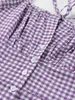 Party Dresses Purple Plaid Dress Puff Sleeve Ruffled Women Lace-Up Button Frill Summer 2024 Ladies Cascading