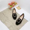 Casual Shoes Women Ballet Flats Lady Square Toe Black Office Ladies Rese Drive Flat Bekväm mjuk ballerina spänne