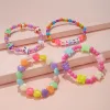 Strands 4Pcs/set Colorful Heart Beaded Unicorn Bear Charm Stretch Bracelets for Girl Children Best Friend Happy Cartoon Gifts