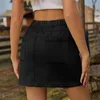 Jupes Femmes 3D Pocket épissage de taille élastique jupe de jean de couleur Couleur de travail enveloppe lavée enveloppe hanche à demi-corps