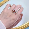 Ringos de cluster Springlady Luxo 925 prata esterlina 6 9mm Corte oval Criado Moissanite Ruby Gemstone noivado de casamento Jóias finas