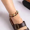 Tornozeletes 2pcs moda miçangas de madeira pulseiras de tornozeleira para homens BOHO RECENDO ACREDORES DE PEDROS DE PEDROS DE SUMPLE