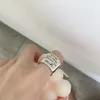 Huanzhi Srebrny kolor wielowarstwowy wielkie pierścienie dla kobiet dziewczęta geometryczne stalowe nieregularne grube pierścienie duże przesadzone 240423