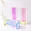 Akryl Crystal Rainbow Vase Modern Rainbow Pillar BUD TABLEDOP Luxury Decorative Flower Container Nordic Room Decoration 240417