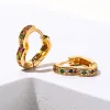 Oorbellen nieuwe luxe elegant hart regenboog zirconia hoepel oorbellen voor vrouwen veelkleurige cz stenen oorbellen mode feest sieraden geschenken