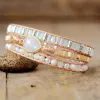 Brins Boho Perles en pierre naturelle Bracelet en boucles multicouches