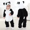 Endelar tecknad flanell baby rompers unicorn kanin panda pajamas bomull baby pojke flickor djur kostym baby jumpsuit kigurumi outfit