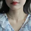 Kettingen Franse romantische kleine parel snaar chokers ketting elegante accessoires voor Koreaanse vrouwen 2023 nieuwe sieraden meisjes feest ketting