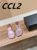 Slippers 24 Years Spring And Fall Fashion Upper Transparent Pvc Material Sheepskin Footbed Leather Outsole Size 35-40