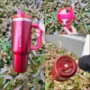 Cobrand Light Blue Spring Winter Cosmo Pink Red Holiday Quencher H2.0 40oz Stainless Steel Tumblers Cups with handle Lid And Straw Car mugs Water Bottles 423