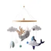 TRÄ BABY RATTLES mjuk filt Sea Animal Whale Scallop Cloud Hanging Pendant Bell Bell Mobile Crib Montessori Toys For Kids Gift 240415