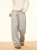 Pantaloni da tubi larghi con stampa floreale Qweek Women Grey High Drivery Streetwear vintage coreano Y2K Pantaloni a gamba larga sciolta 240412 240412