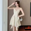 2024 Summer New Halter Dress Women Niche Bohemian Irregular Hem Ruffle High Waist A-line Solid Color Short Dress Vacation Fairy Elegant Office Lady Dress Female