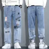 Kvinnors jeans högkvalitativa fashionabla herrvaror byxor hip-hop trend gata kläder jogging byxor mens casual elastic midja mens klädbyxor yq240423