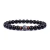 Brins Fashion Natural Lava Stone Berges en bois Énergie Yogi Elastic Stand Bracelet Brangle For Men Accessoires Jewelry Valentin Cadeau