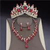 Necklaces Korean Crystal Bridal Jewelry Sets for Women Fashion Tiaras Earrings Necklace Crown Bride Wedding Dubai Jewelry Set Accessories